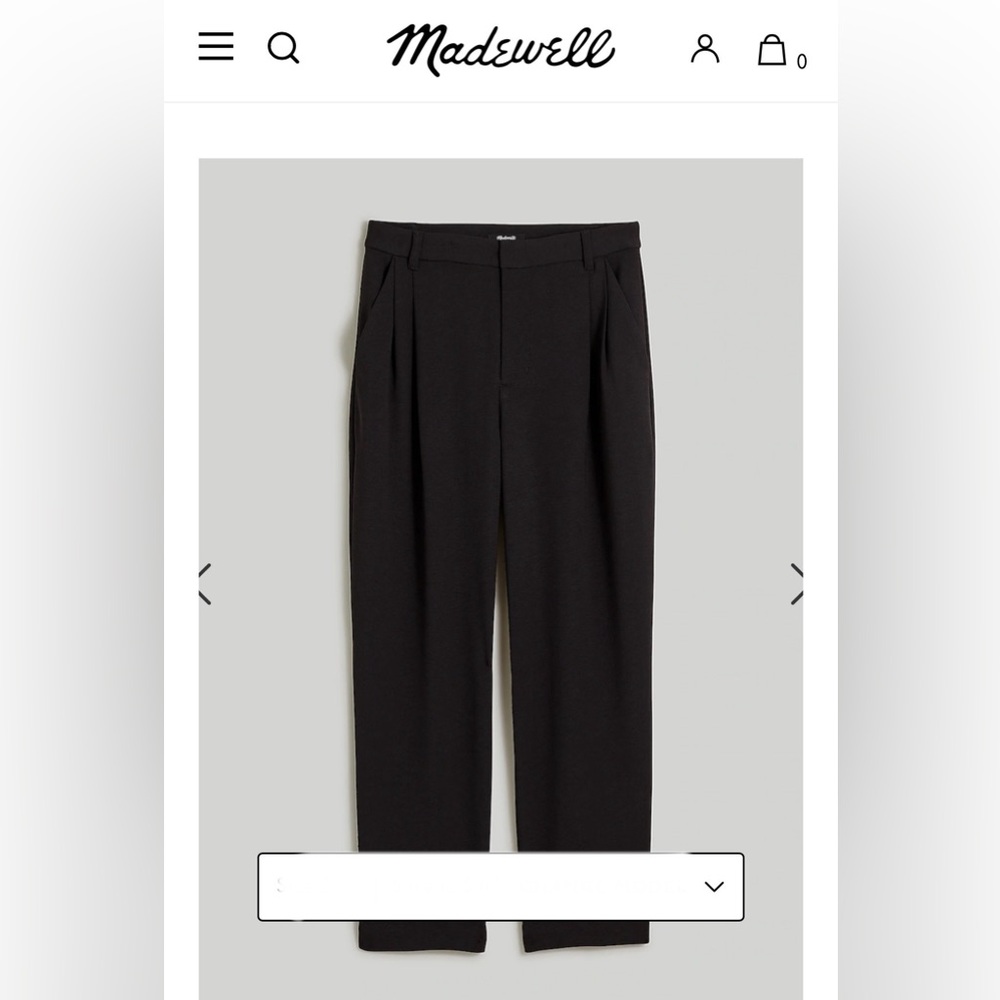 Madewell black sz 6 pleated tapered leg pants in easygoing crepe. NWOT